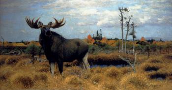 弗裡德裡尅 威廉 庫納特 Elks In A Marsh Landscape